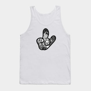 Cool rock and roll hand gesture logo drawing Tank Top